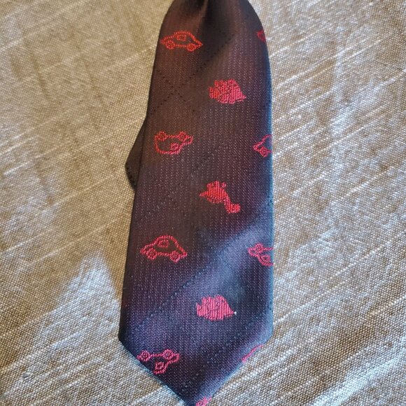 Baby Clip-on Neck Tie. Cars/Dinos. Black/Red. - Picture 2 of 2